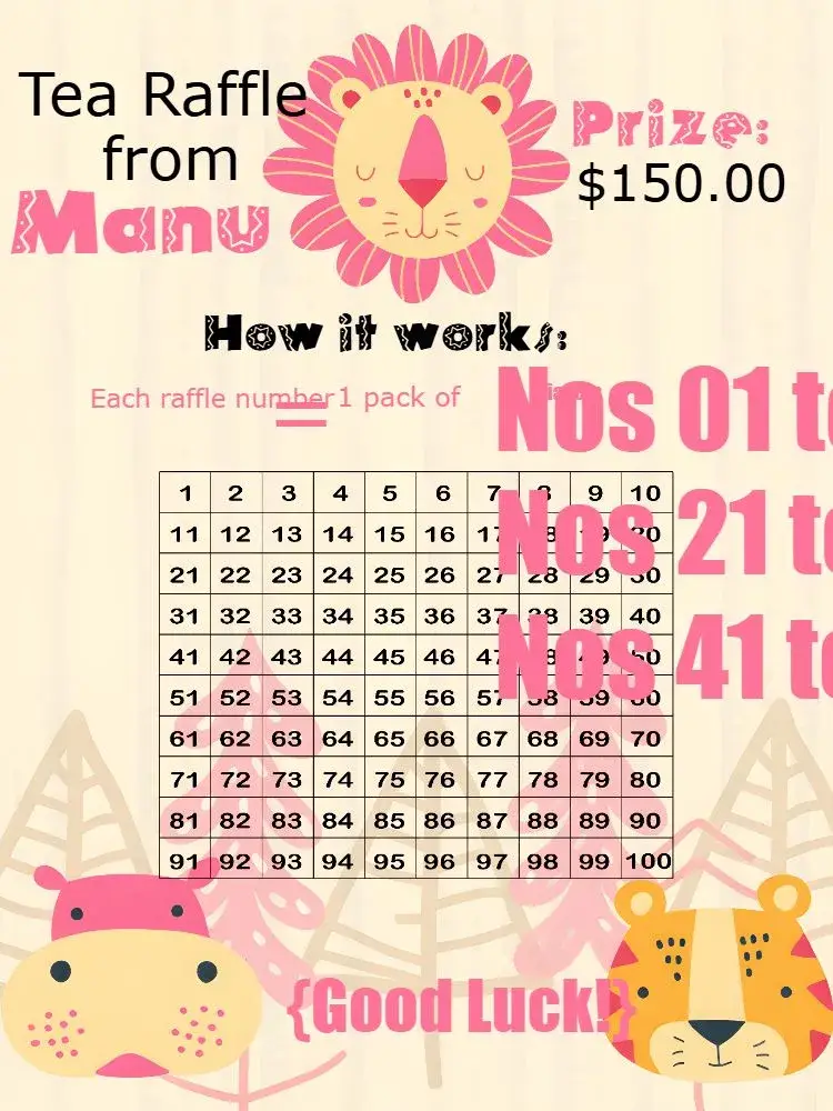 Pink Beige Safari Raffle Tea invitation
