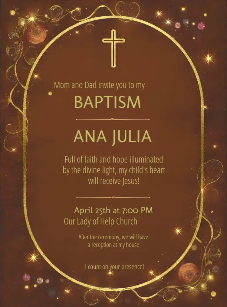 Invitation Elegant Golden Terracotta Baptism Invitation – Baptism theme elegant, golden, terracotta, modern, minimalist