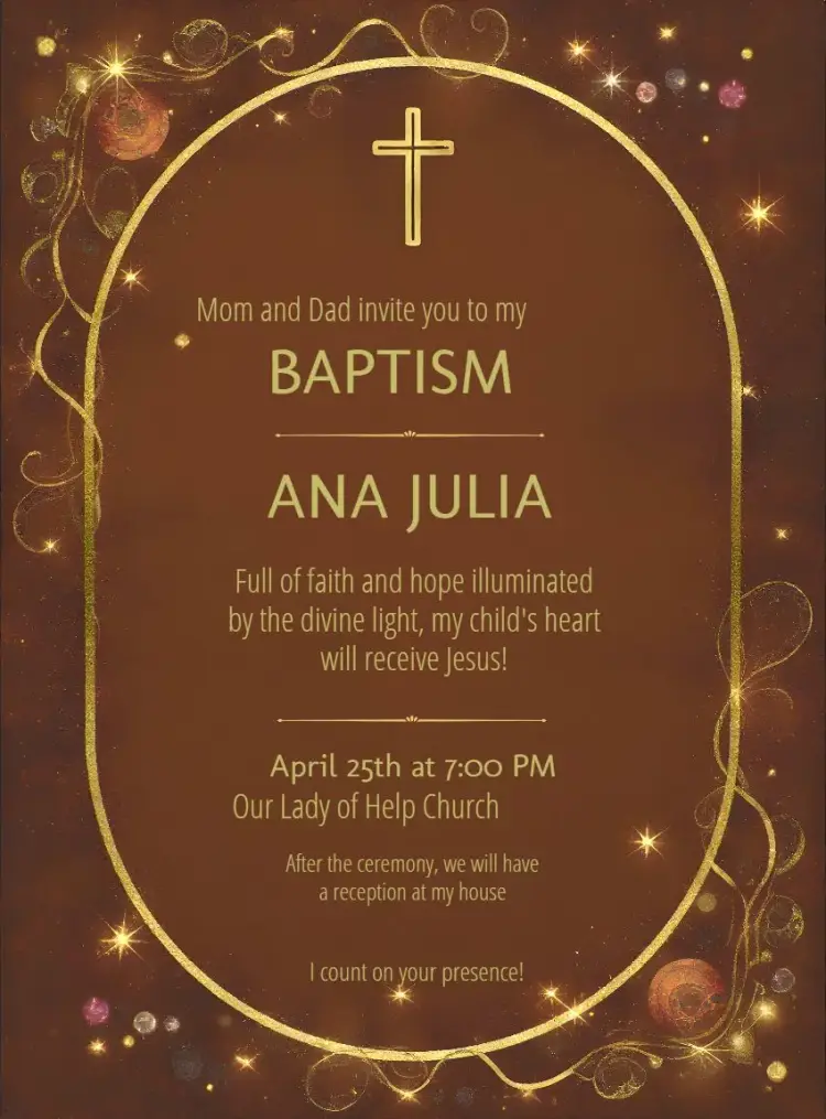 Elegant Golden Terracotta Baptism Invitation