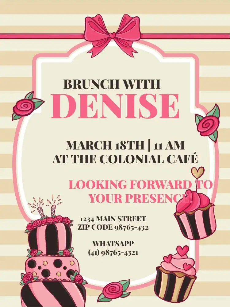 Invitation Candy Brunch Bakery Celebration – Kids' Birthday Party theme sweet, colorful, festive, modern, childlike
