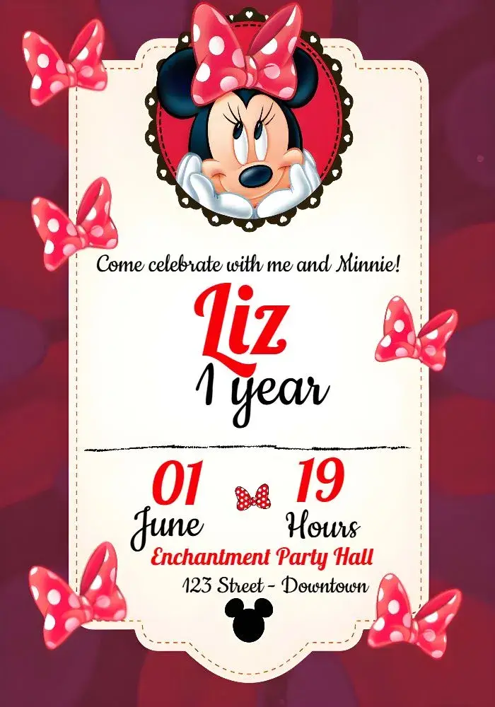 Yellow Minnie Mouse invitation