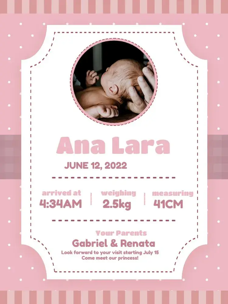 Baby Girl Birth Celebration Pink Photo Card invitation