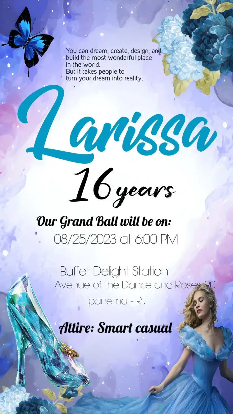 15 Years Cinderella Debutante invitation