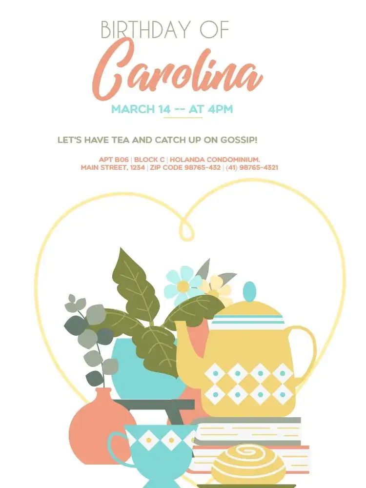 Invitation Simple Feminine Tea Party ā Diaper Shower theme floral, delicate, feminine, simple, colorful, modern