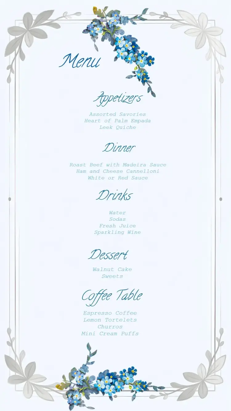 Floral Art Wedding Menu invitation