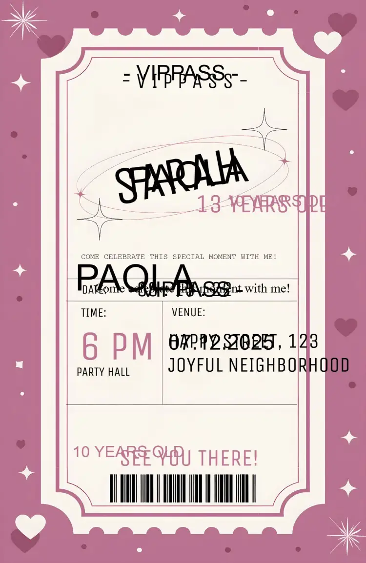 Invitation Purple Ticket – Most searched for theme modern, aesthetic, purple, lilac, festive