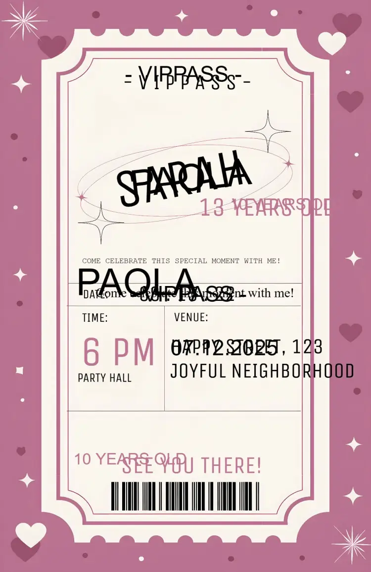 Purple Ticket invitation