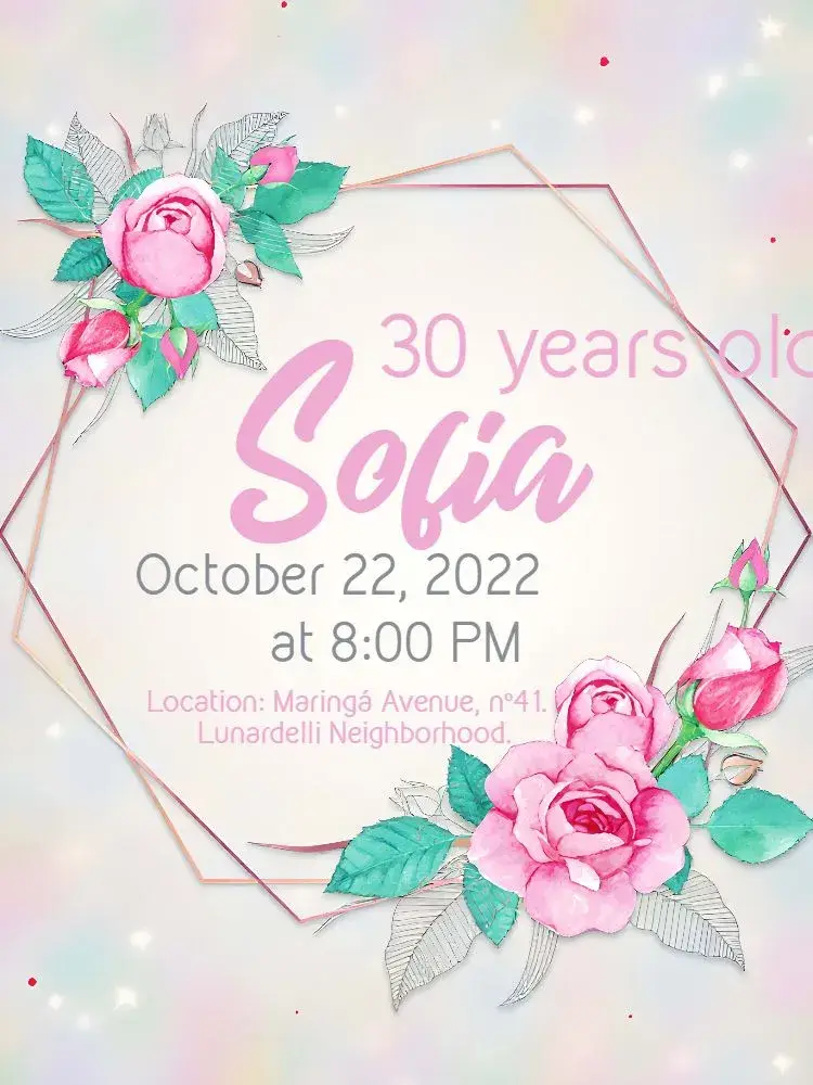 Invite Floral Rose editable and customizable