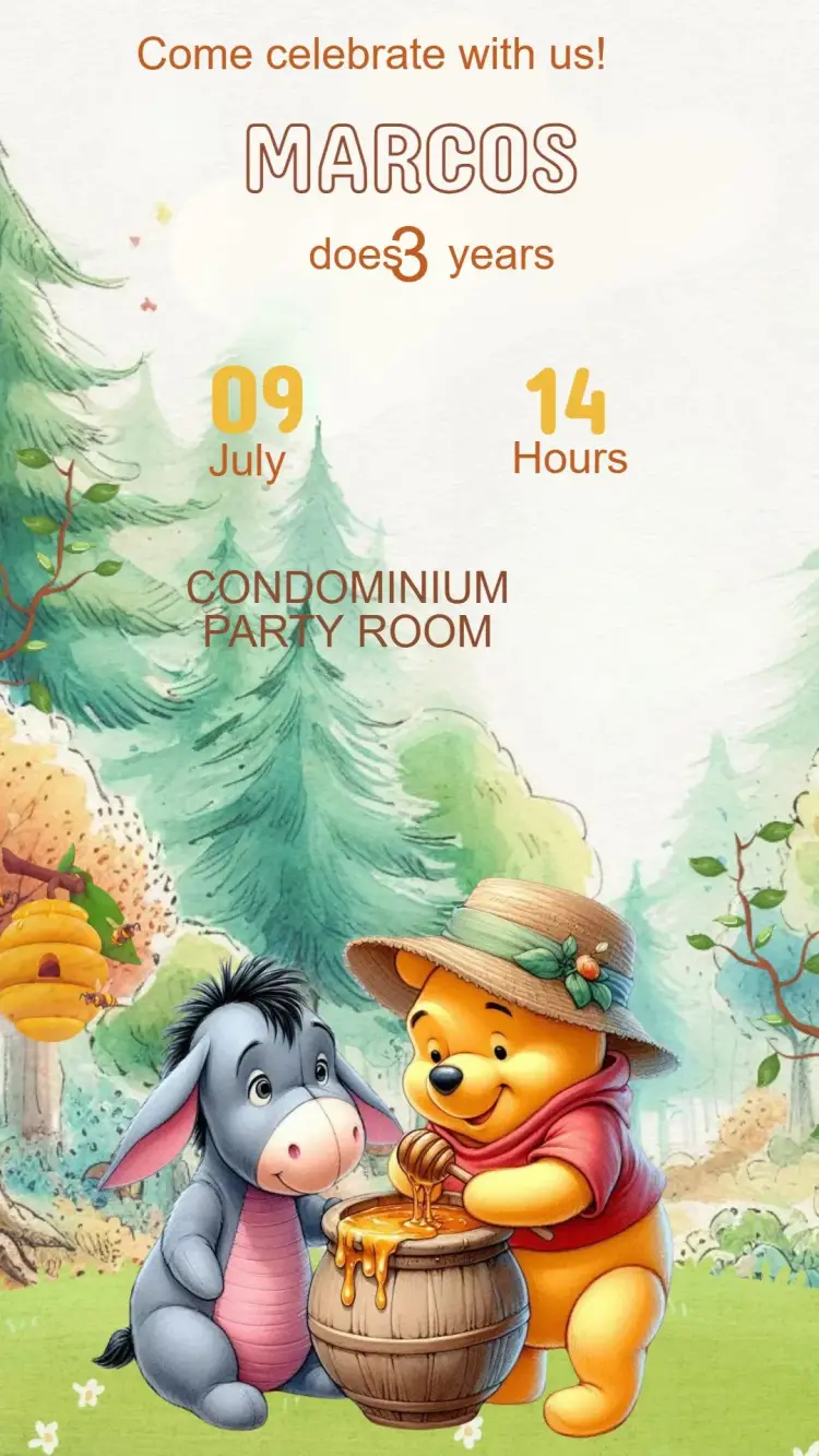 Winnie the Pooh Birthday Invitation