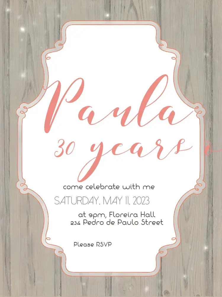 Female 30 Years Tifany invitation