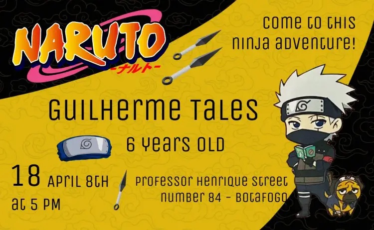 Naruto Chibi Kakashi invitation