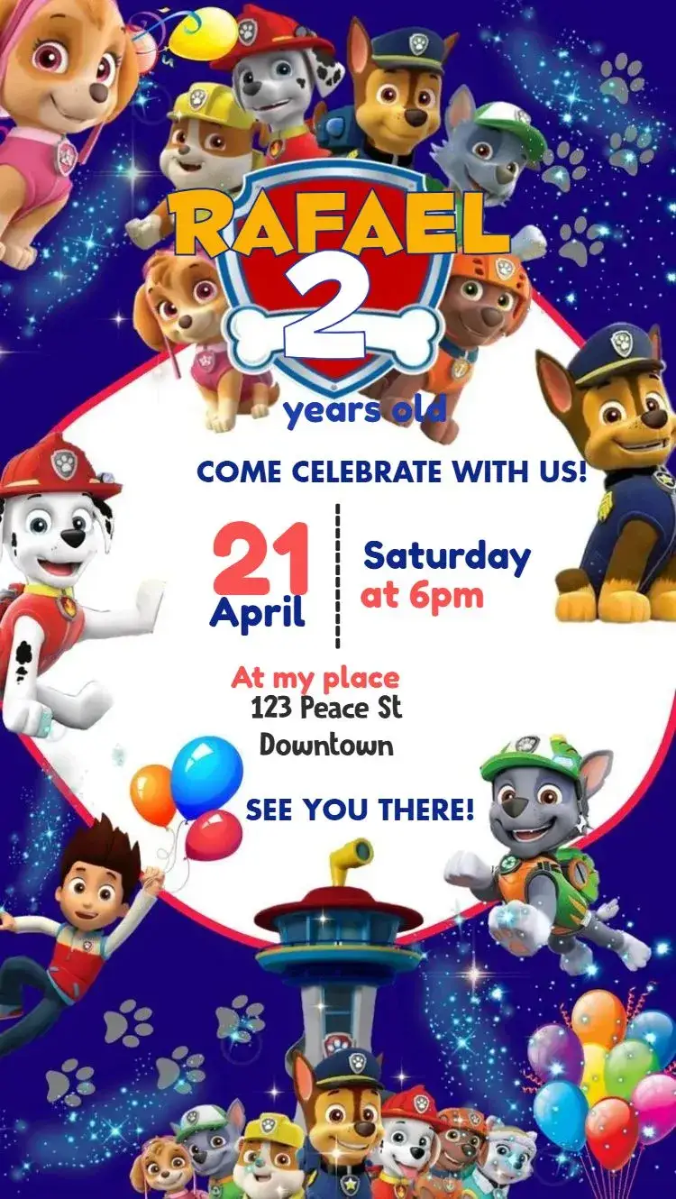 Invitation Paw Patrol – Most searched for theme colorful, fun-filled, themed, childlike, adventurous