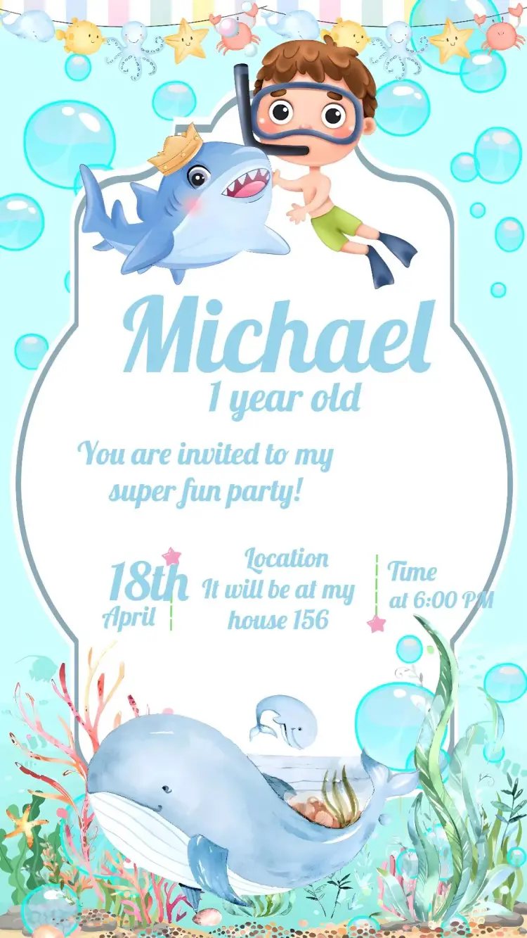 Under the Sea Boy Invitation