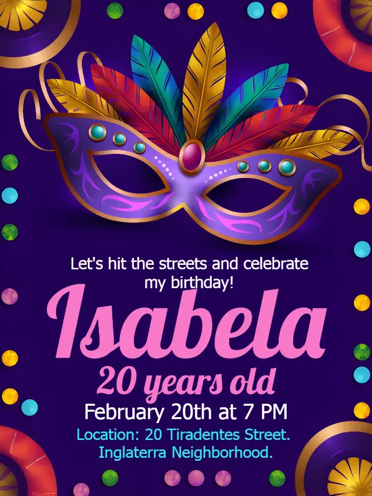 Invitation Orange Carnival – Commemorative Dates theme vibrant, colorful, fun-filled, festive, modern, carnival-themed