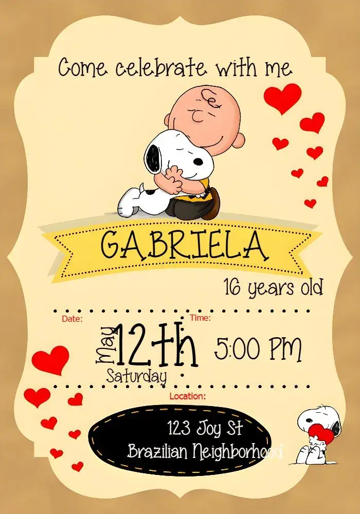 Snoopy Charlie invitation