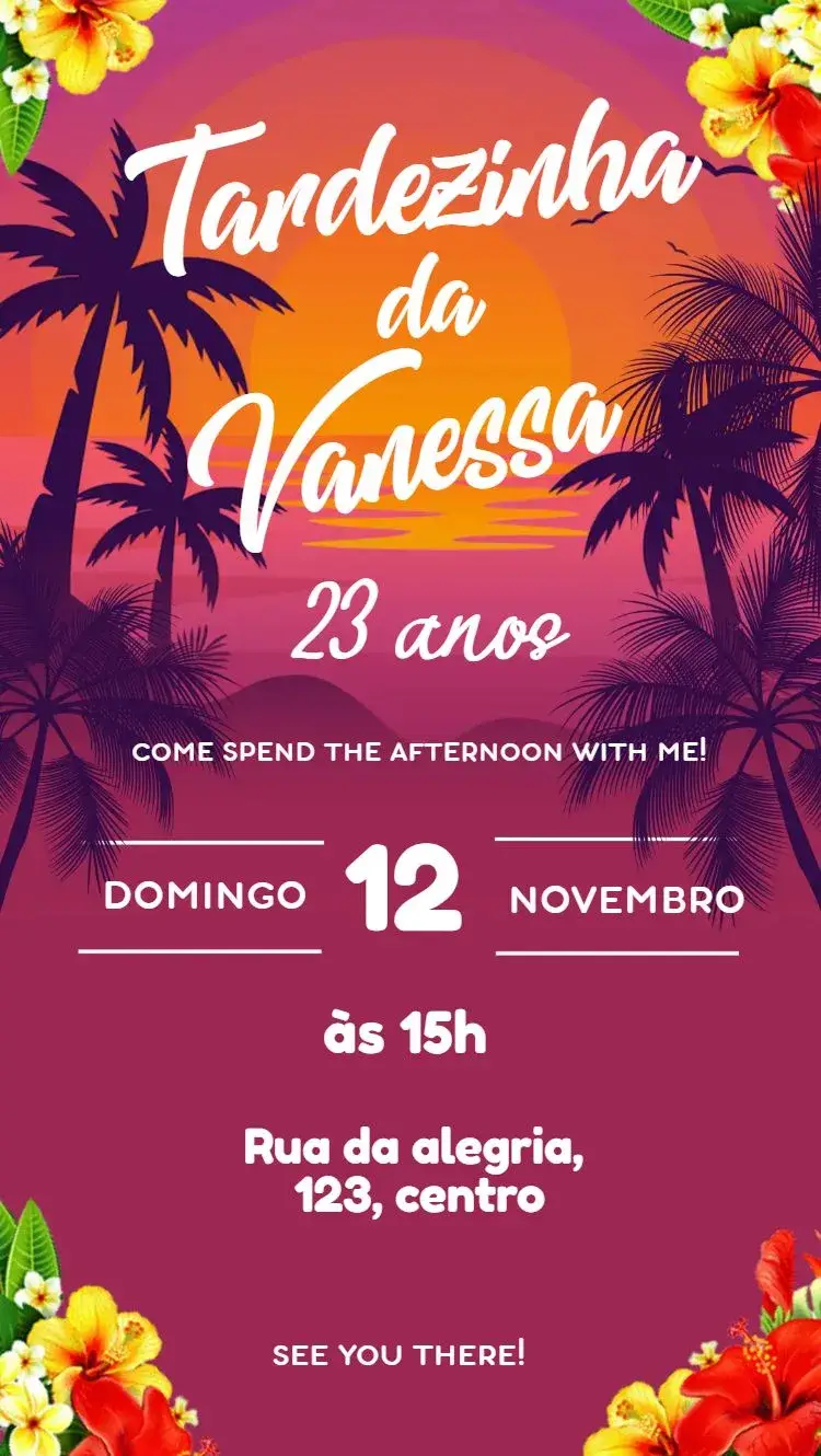 Invite Afternoon with Flowers editable and customizable
