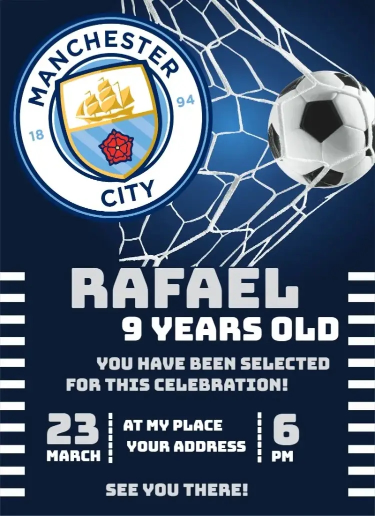 Invite Manchester City 4 editable and customizable