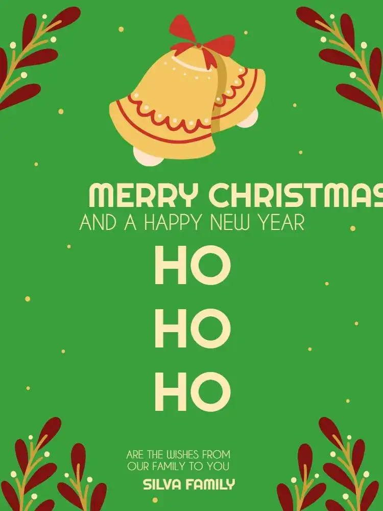 Green Dark Bells Christmas Card