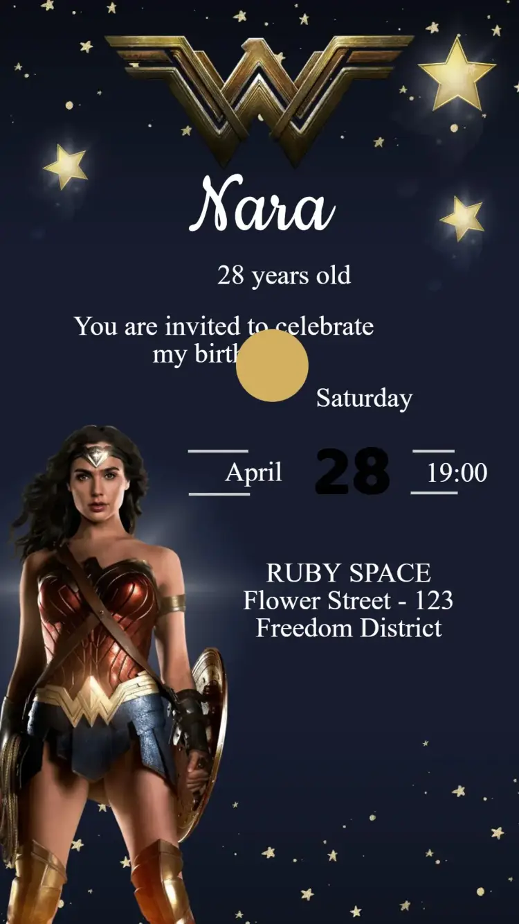 Invite Wonder Woman Birthday Invitation editable and customizable