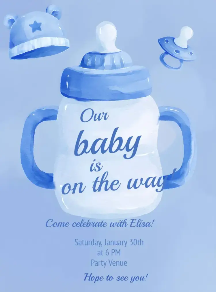 Baby Shower Boy Bottle invitation