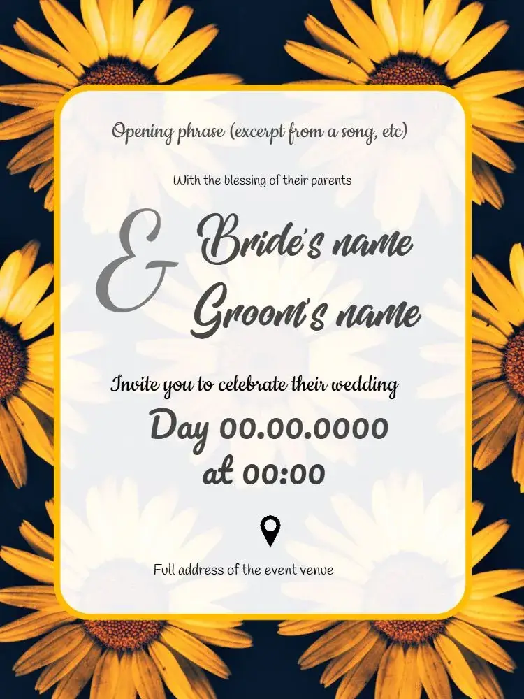 Yellow Sunflower Wedding invitation