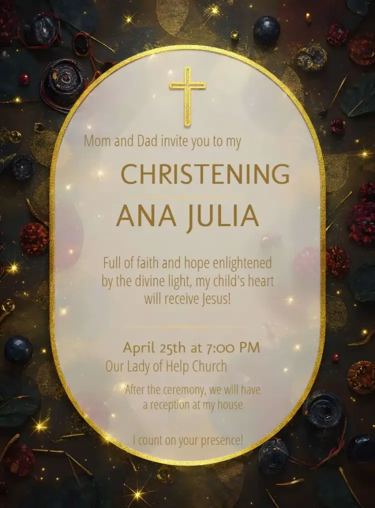 Invitation Elegant Golden Boy Baptism – Baptism theme golden, sophisticated, contemporary, minimalist, classic