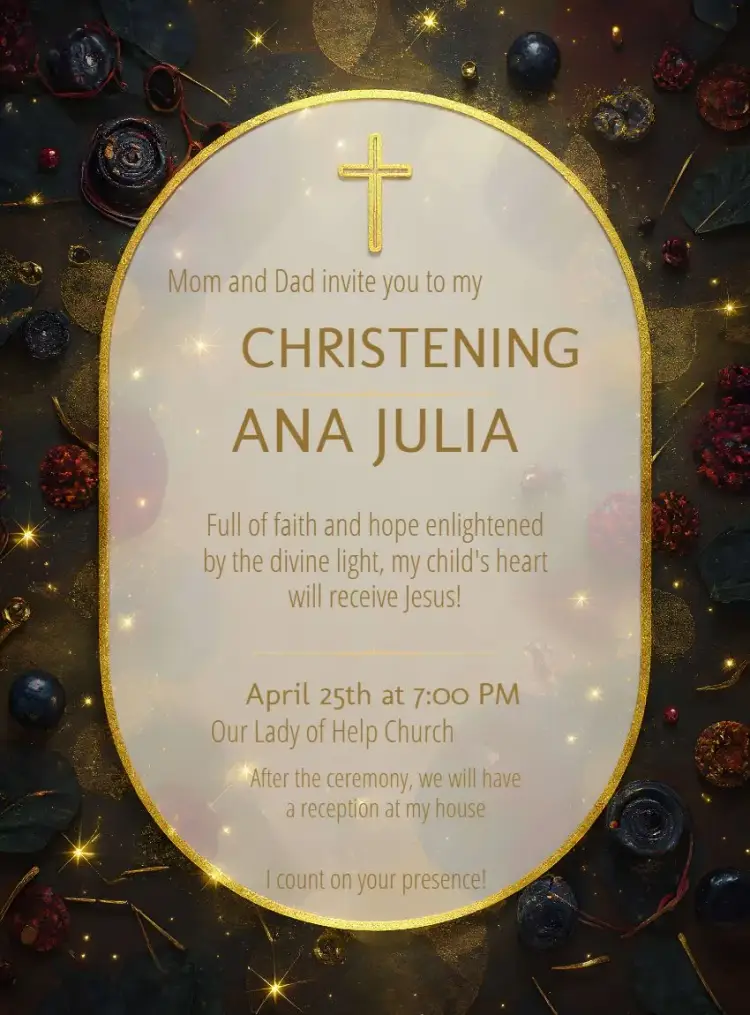 Elegant Golden Boy Baptism invitation