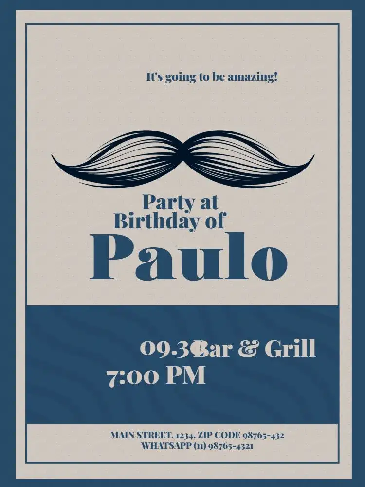 Invitation Light Blue Retro Clear Male Adult – Kids' Birthday Party theme retro, masculine, fun, light blue, vintage