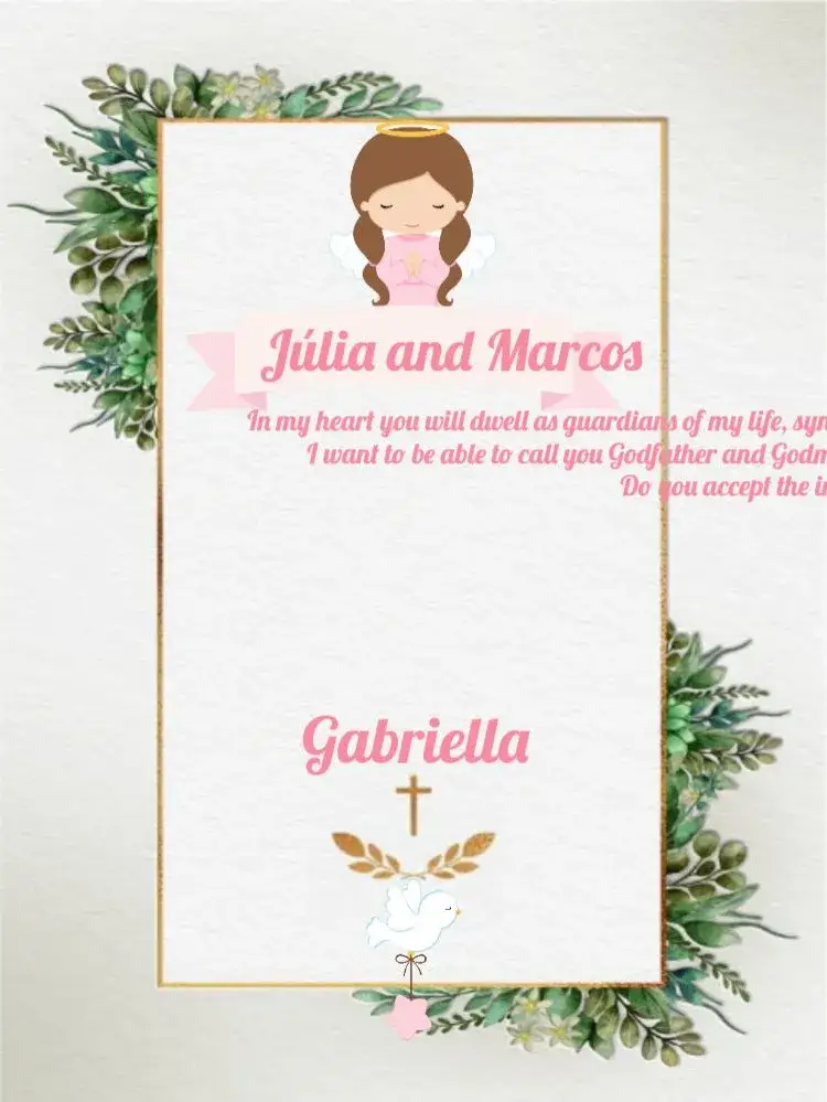Invitation Godparents Girl Baptism Baptism – Baptism theme delicate, floral, pastel, modern, childlike