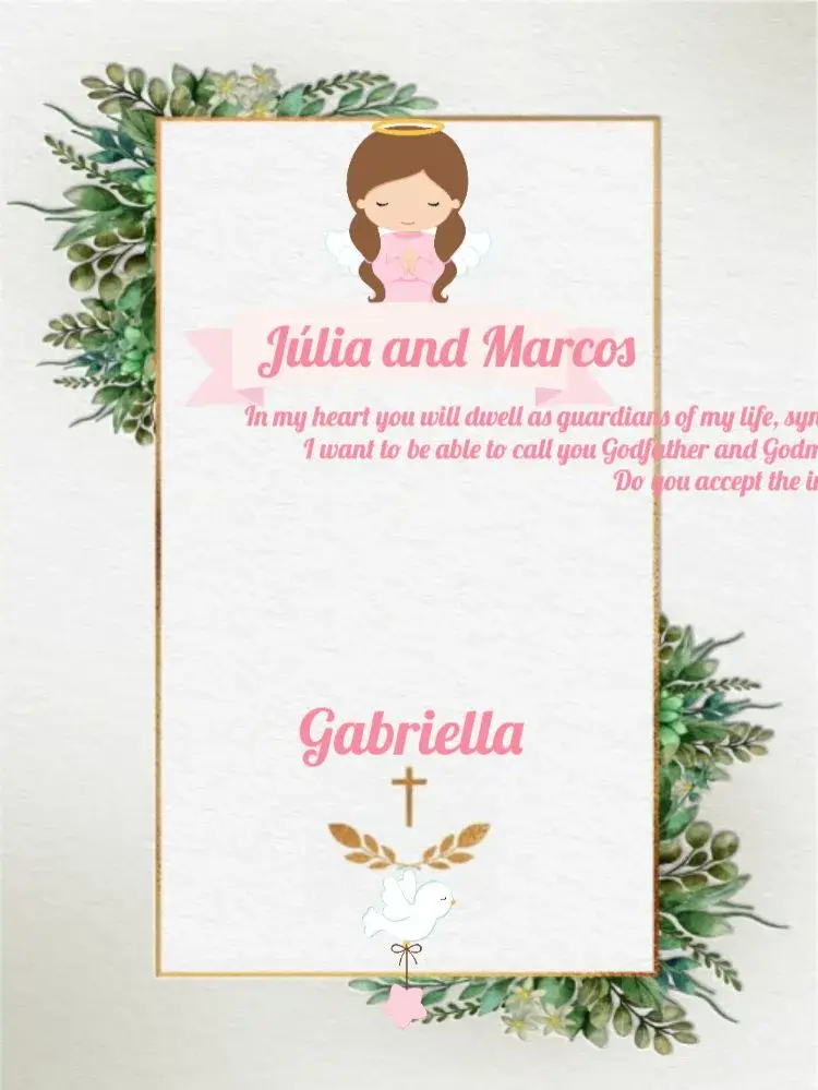 Godparents Girl Baptism Baptism invitation