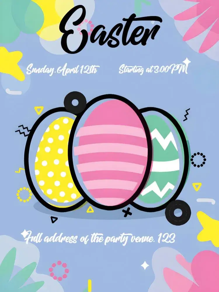 Invitation Páscoa Bunny – Commemorative Dates theme colorful, childlike, fun, Easter-themed, animal