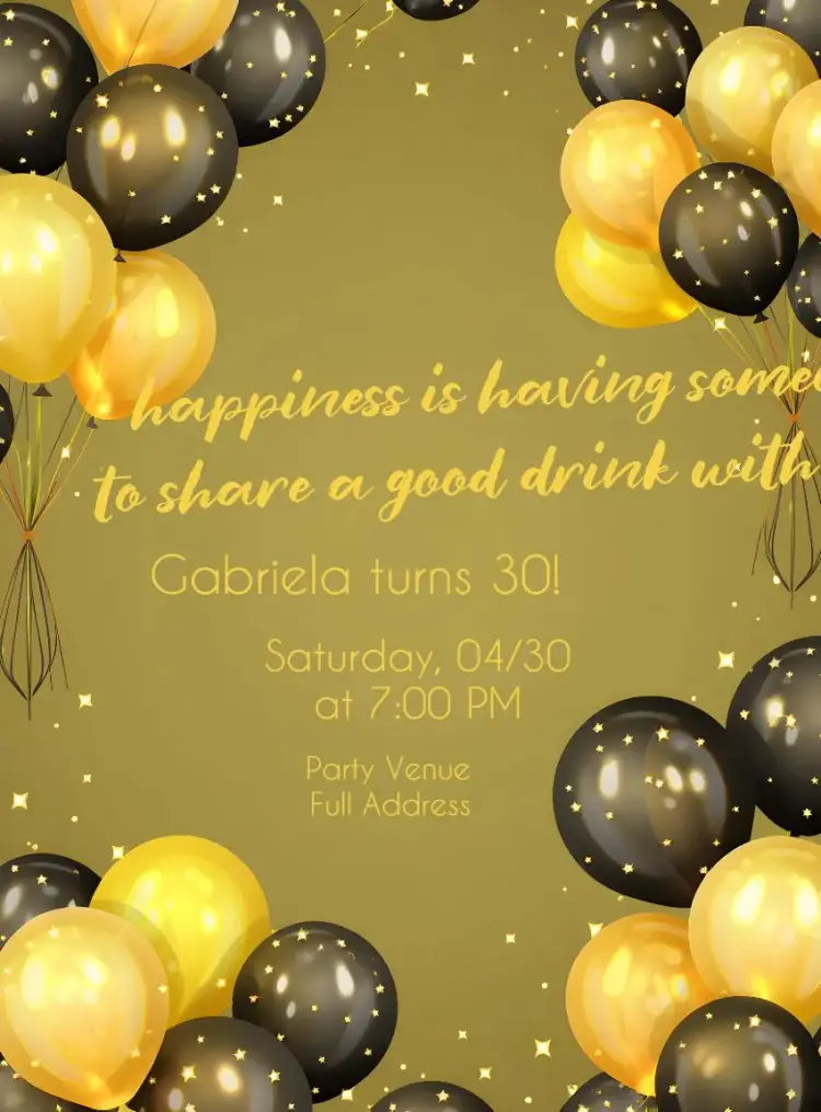 Invite Golden Minimalist Phrase editable and customizable