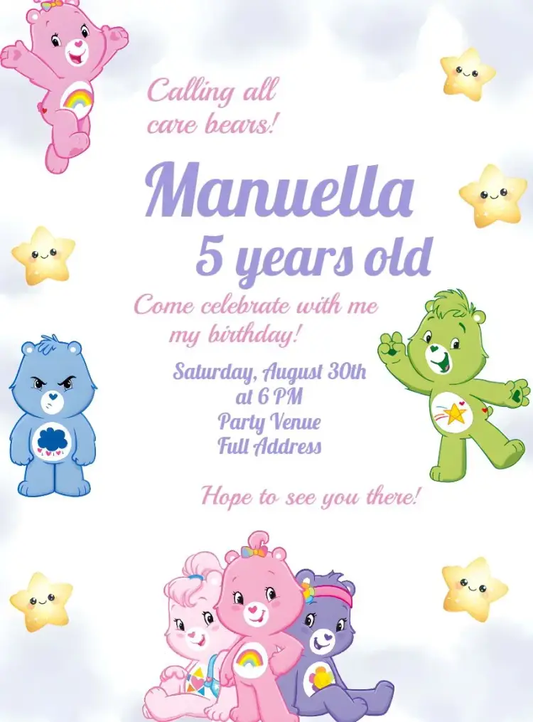 Care Bears Drawing invitation
