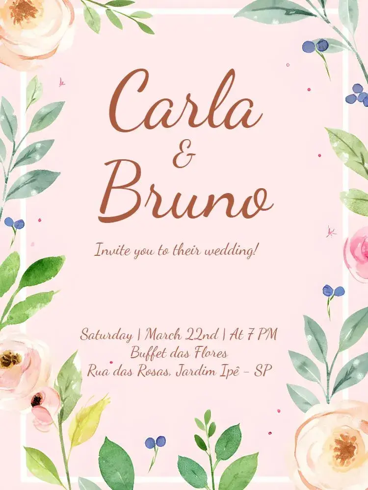 Romantic Elegant Floral Wedding invitation