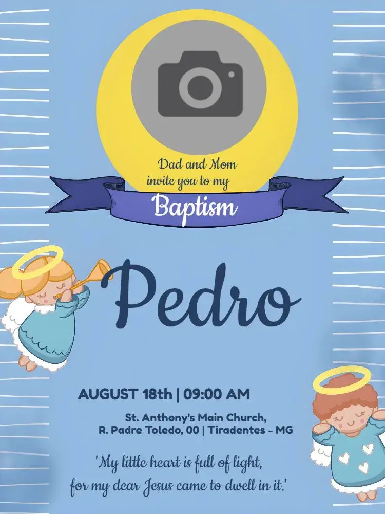 Baptism With Boy Photo invitation