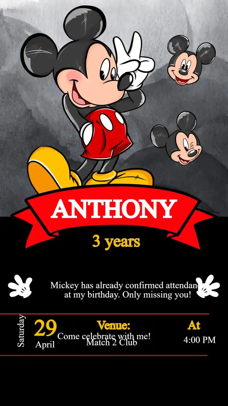 Mickey Birthday Invitation