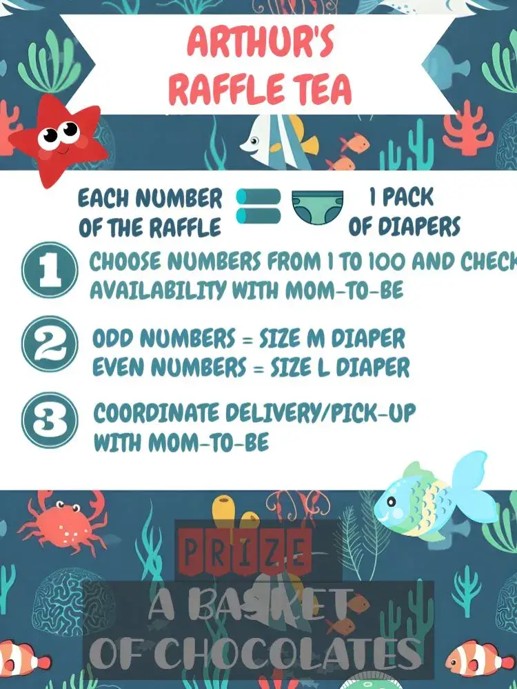Invitation Under the Sea Raffle Tea – Kids' Birthday Party theme under the sea, colorful, aqua, fun, childish, nature