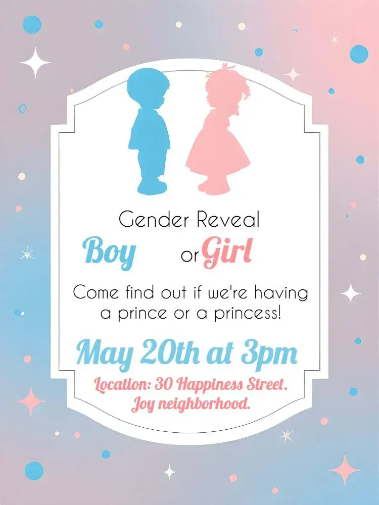 Invitation Blue Girl Or Boy Gender Reveal Tea – Gender Reveal theme modern, blue, white, festive, fun