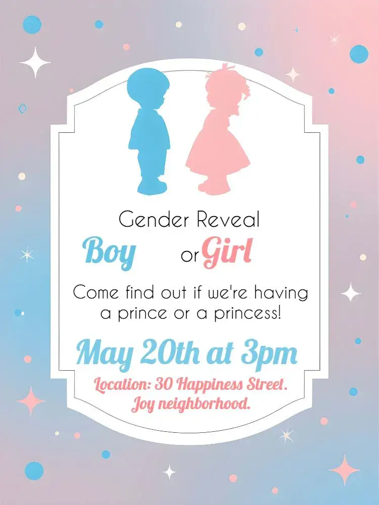 Blue Girl Or Boy Gender Reveal Tea invitation