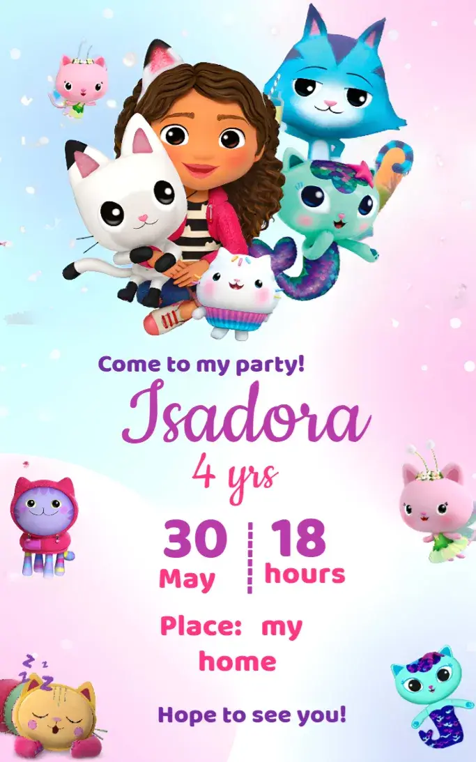 Invite Gabby's Magical Pink House editable and customizable
