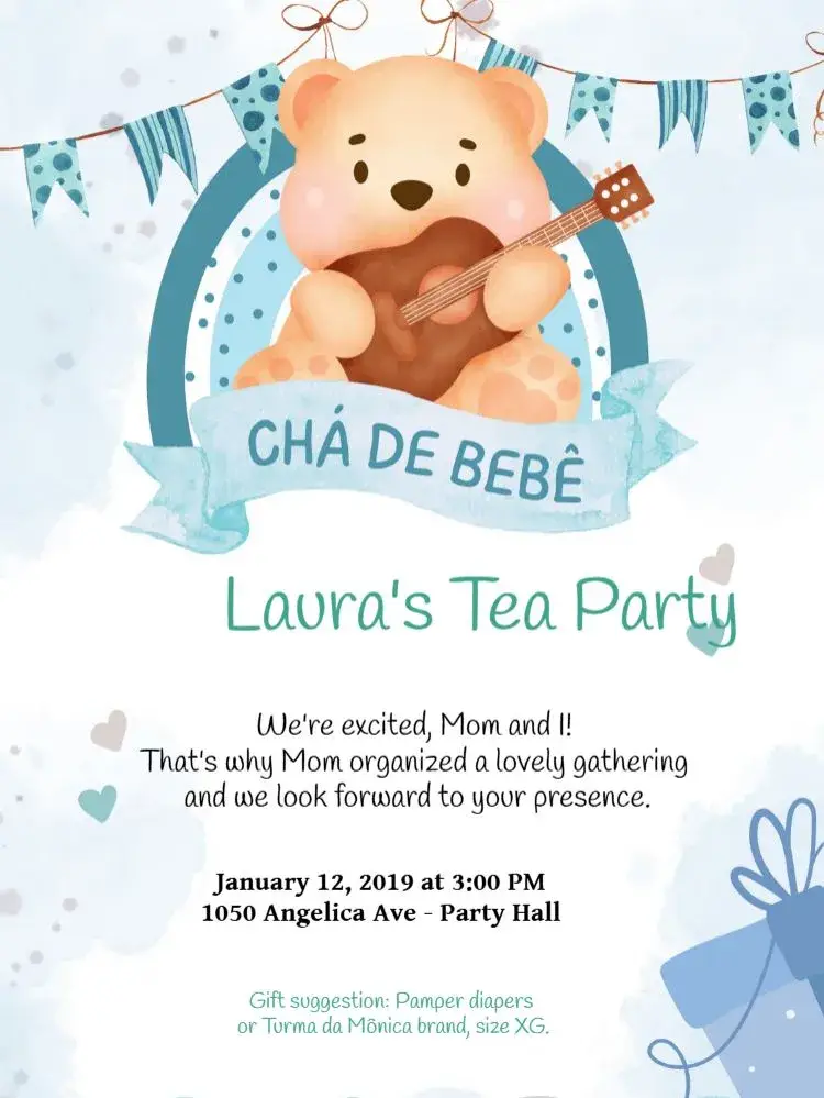 Baby Shower Little Bear Bunting invitation