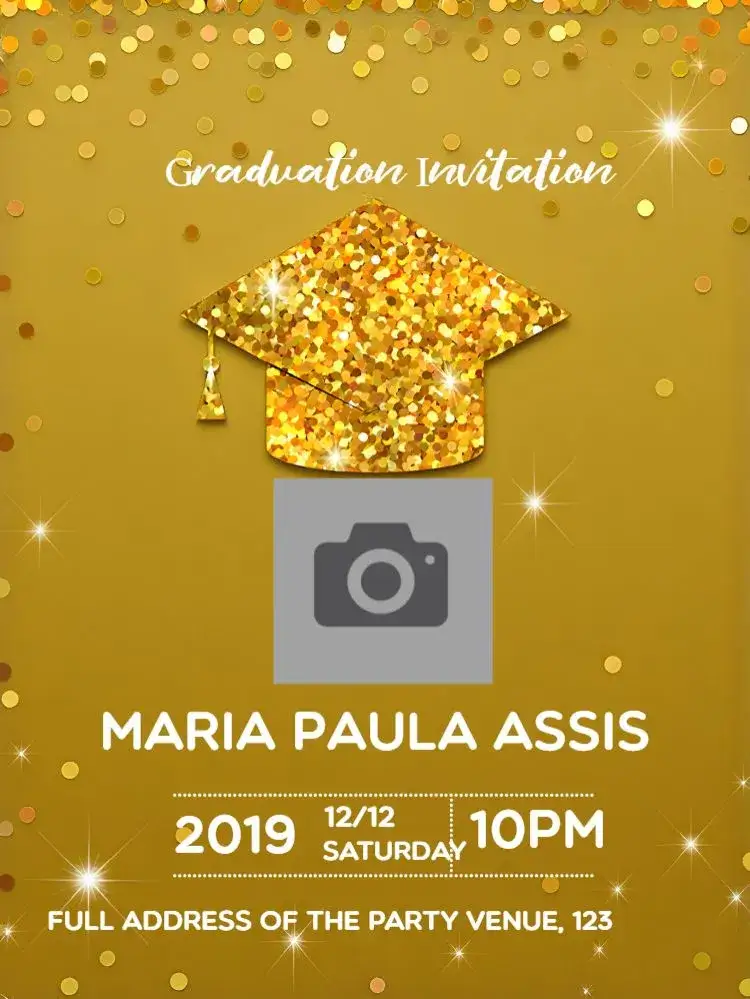Invitation Graduation With Glitter Photo – Graduation theme golden, sparkle, glitter, modern, elegant, sophisticated