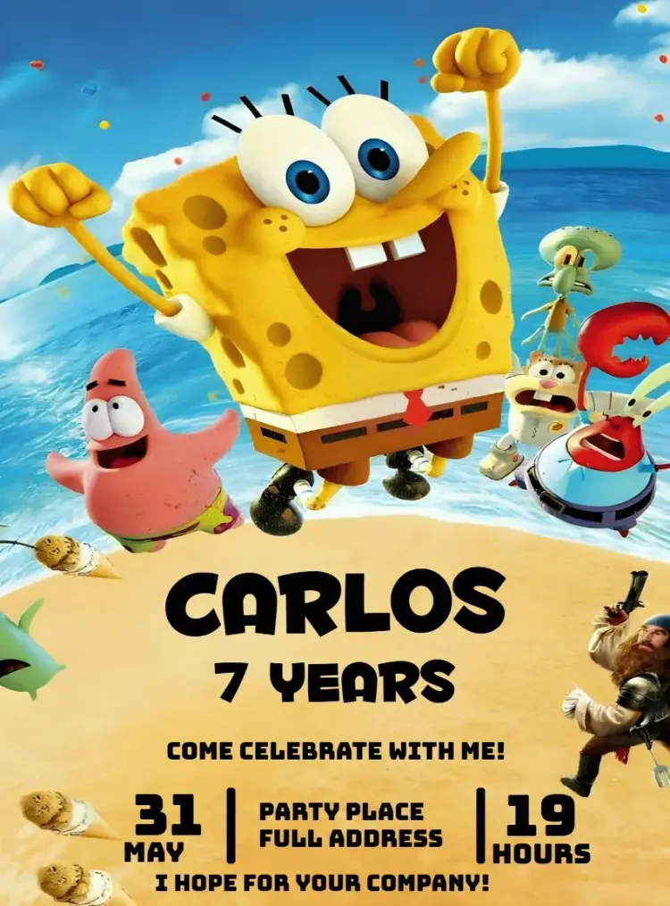SpongeBob Cartoon invitation