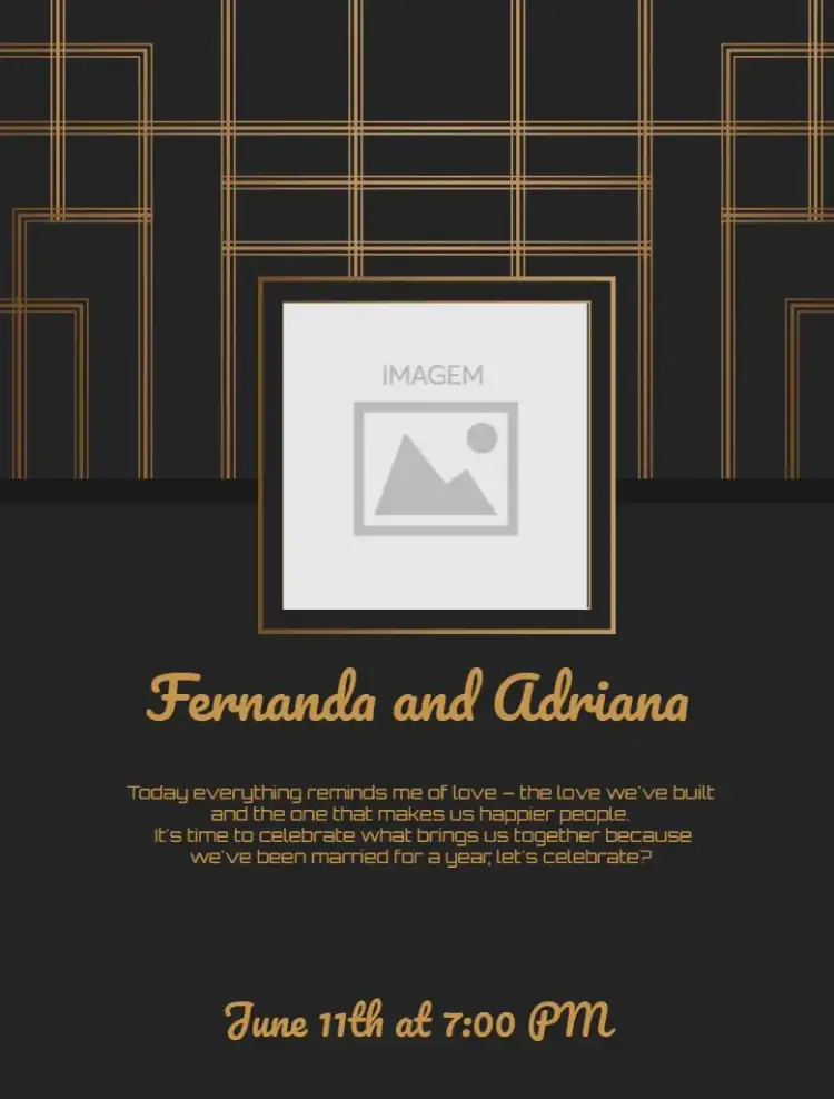 Invitation Black Paper Anniversary – Wedding theme black, golden, modern, elegant, minimalist
