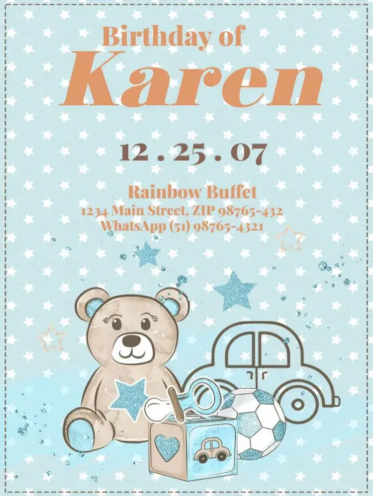 Delicate Bear To Edit Playful invitation