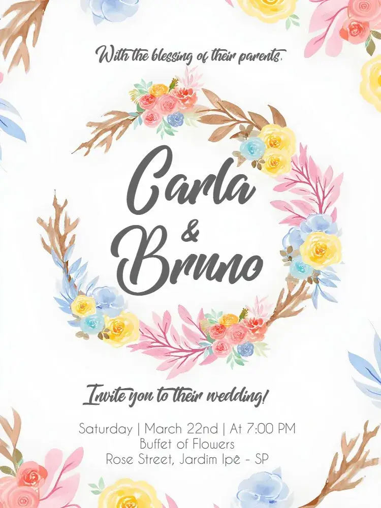Classic Watercolor Floral Wedding invitation