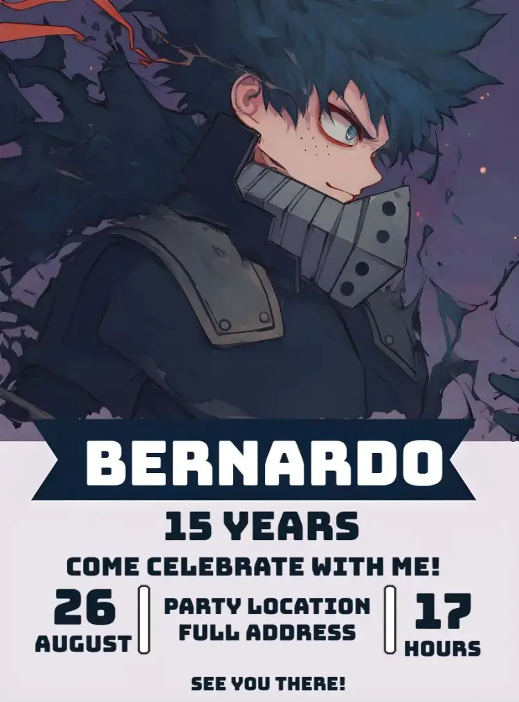 Izuka My Hero Academia Anime invitation