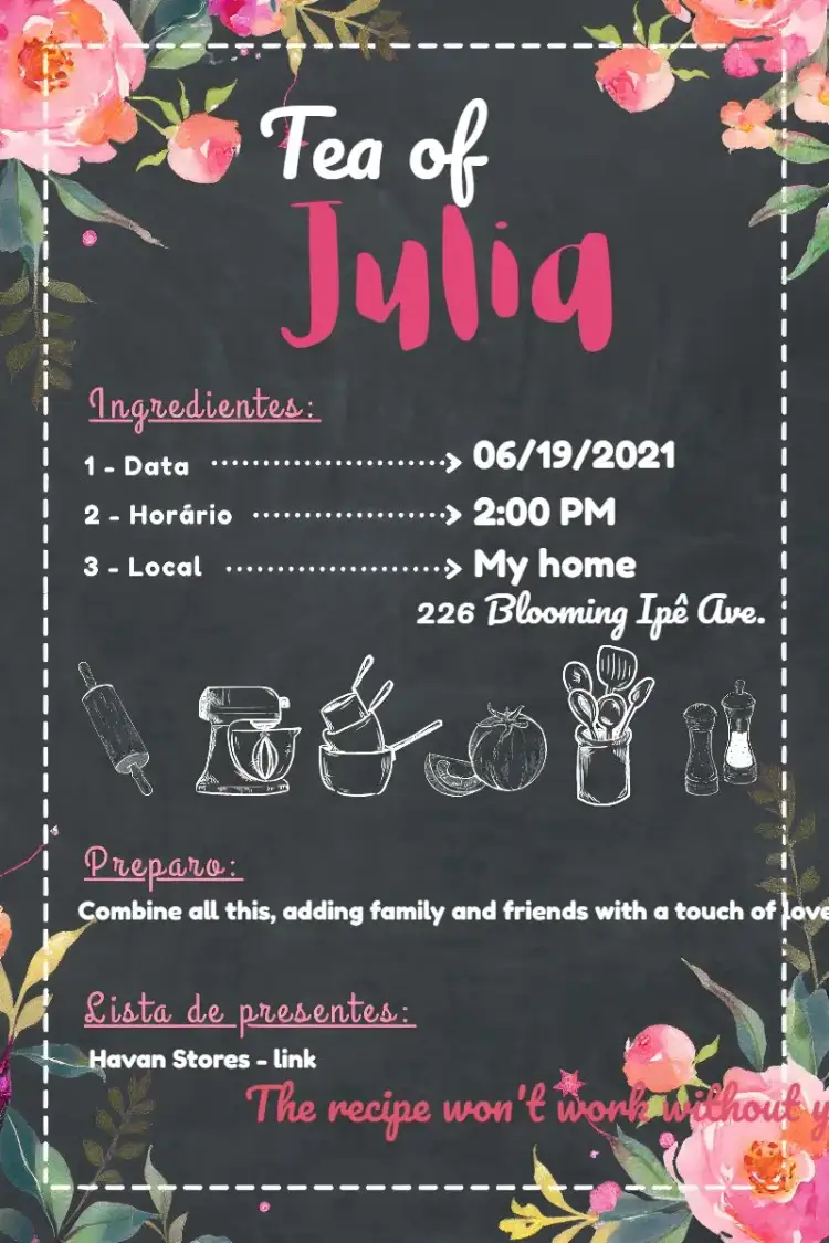 Invitation Bridal Shower Chalkboard Chalk Pot – Bridal Shower theme blackboard theme, pink theme, modern theme, fun theme, homey theme, cuisine theme