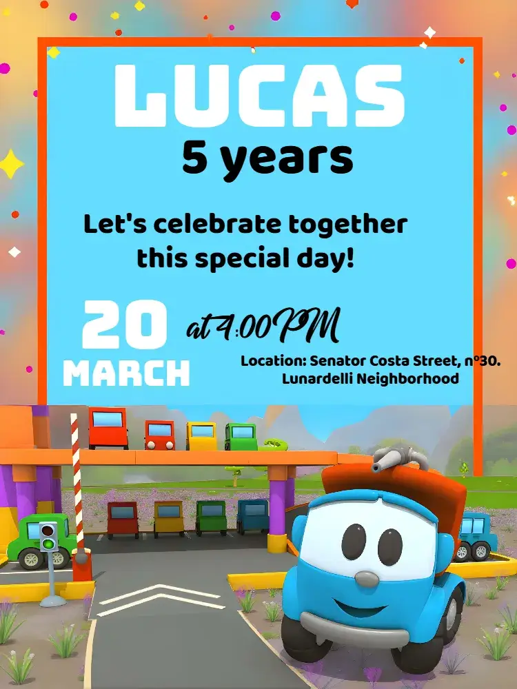 Leo The Truck Boy invitation