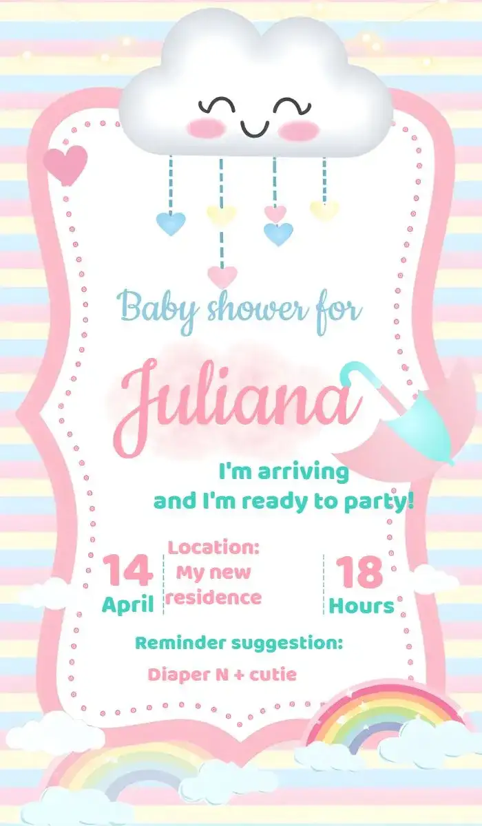 Baby Shower - Diapers Rain Love Pink Bow